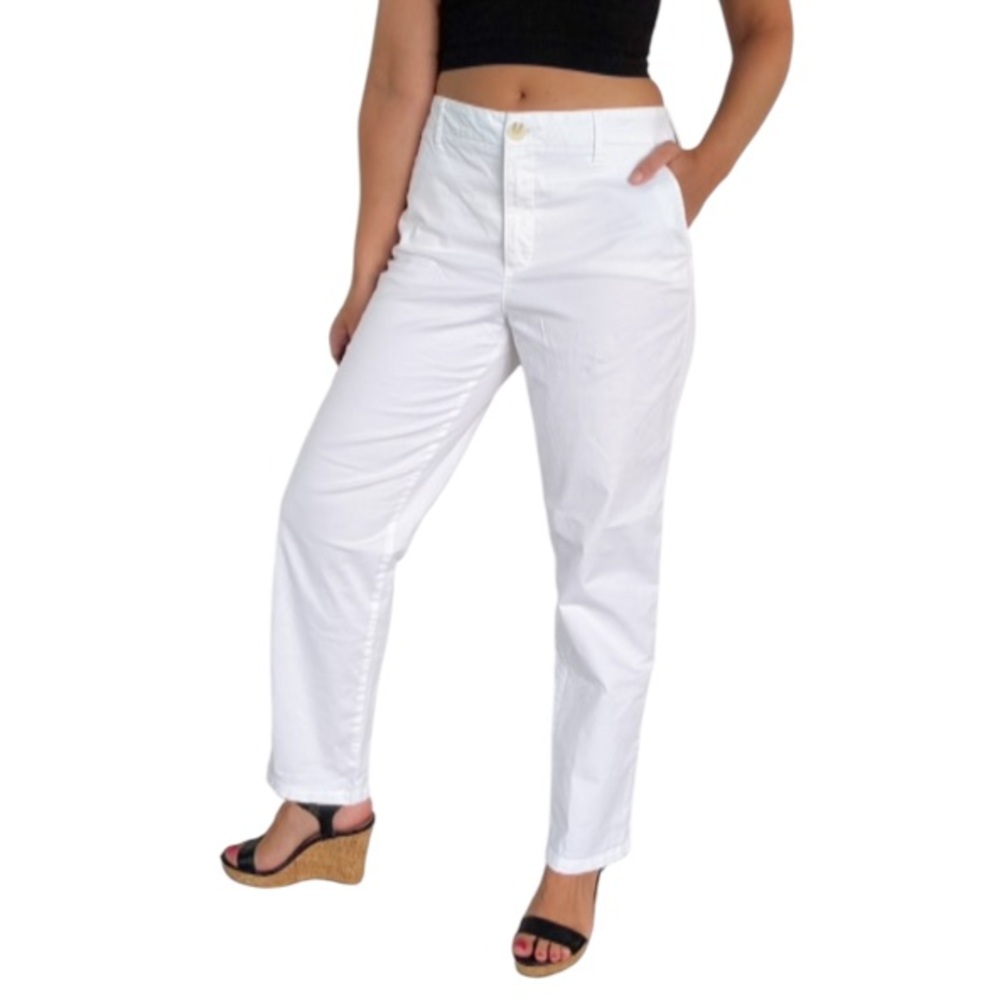 Croft & Barrow white classic straight leg stretch cotton chino pants size 8